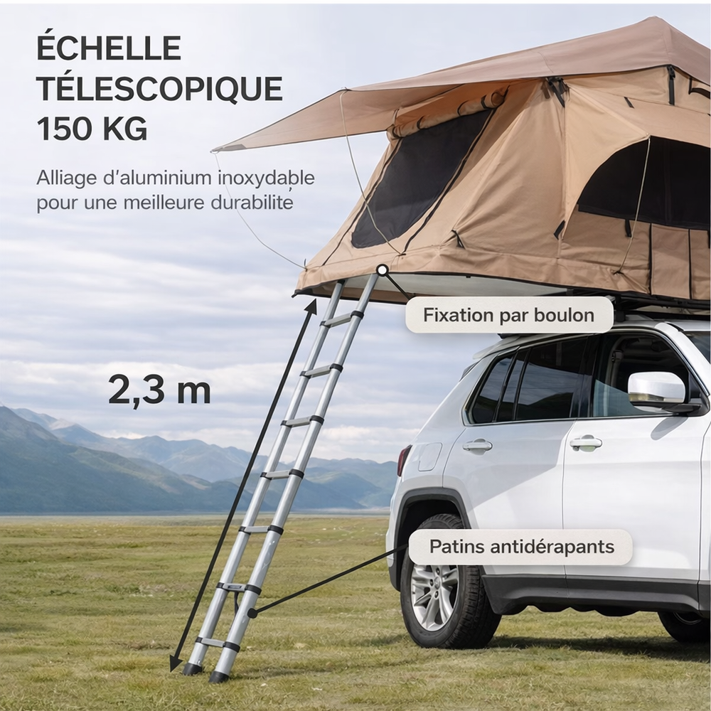 Tente de toit rigide 2 places pour SUV & 4x4 – Étanche, isolation thermique
