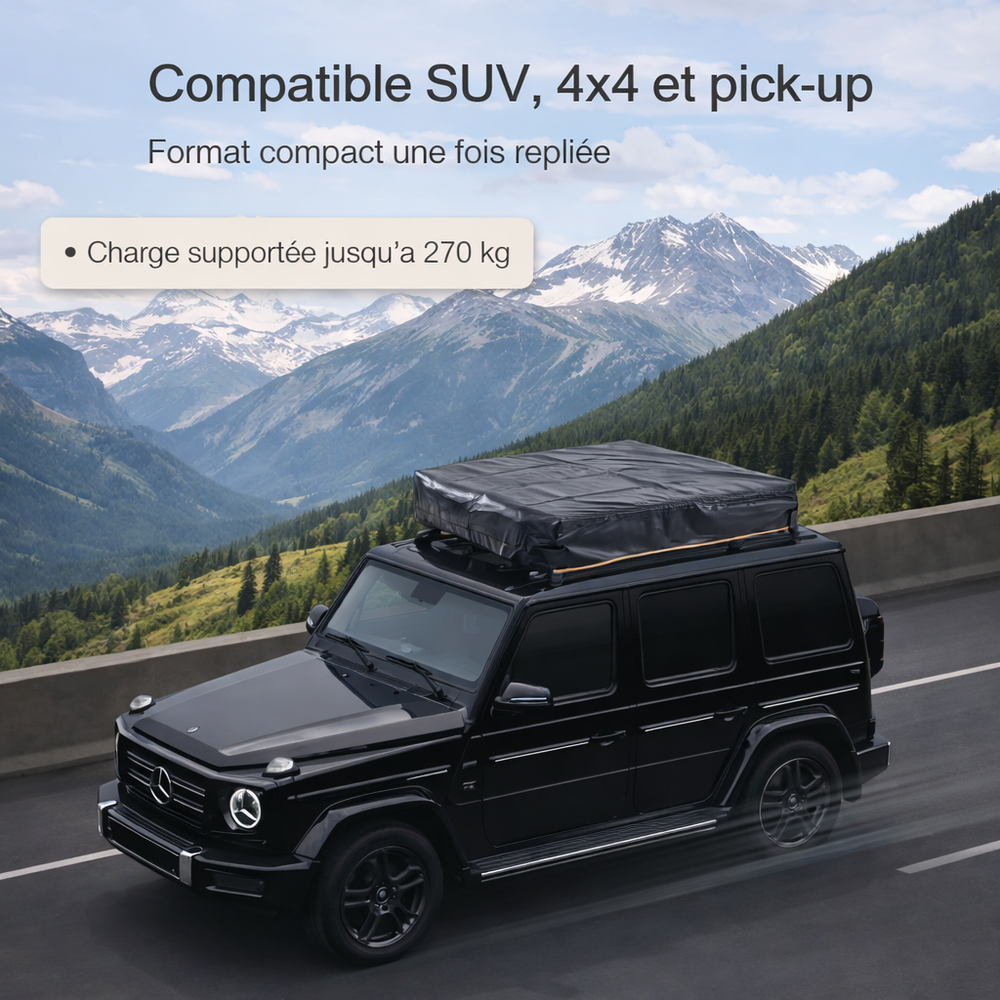 Tente de toit rigide 2 places pour SUV & 4x4 – Étanche, isolation thermique