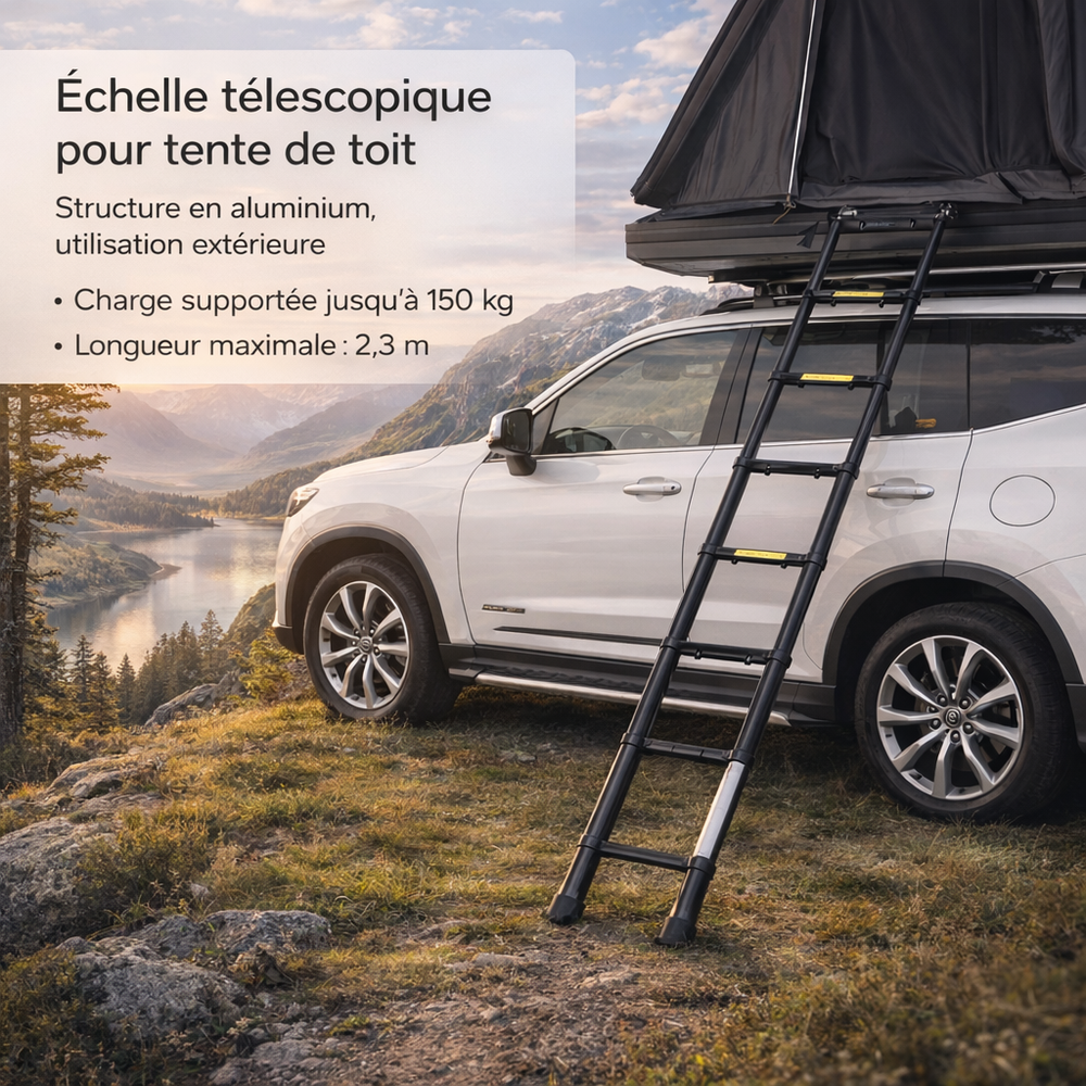 Tente de toit rigide 2 places – Coque aluminium, isolation thermique