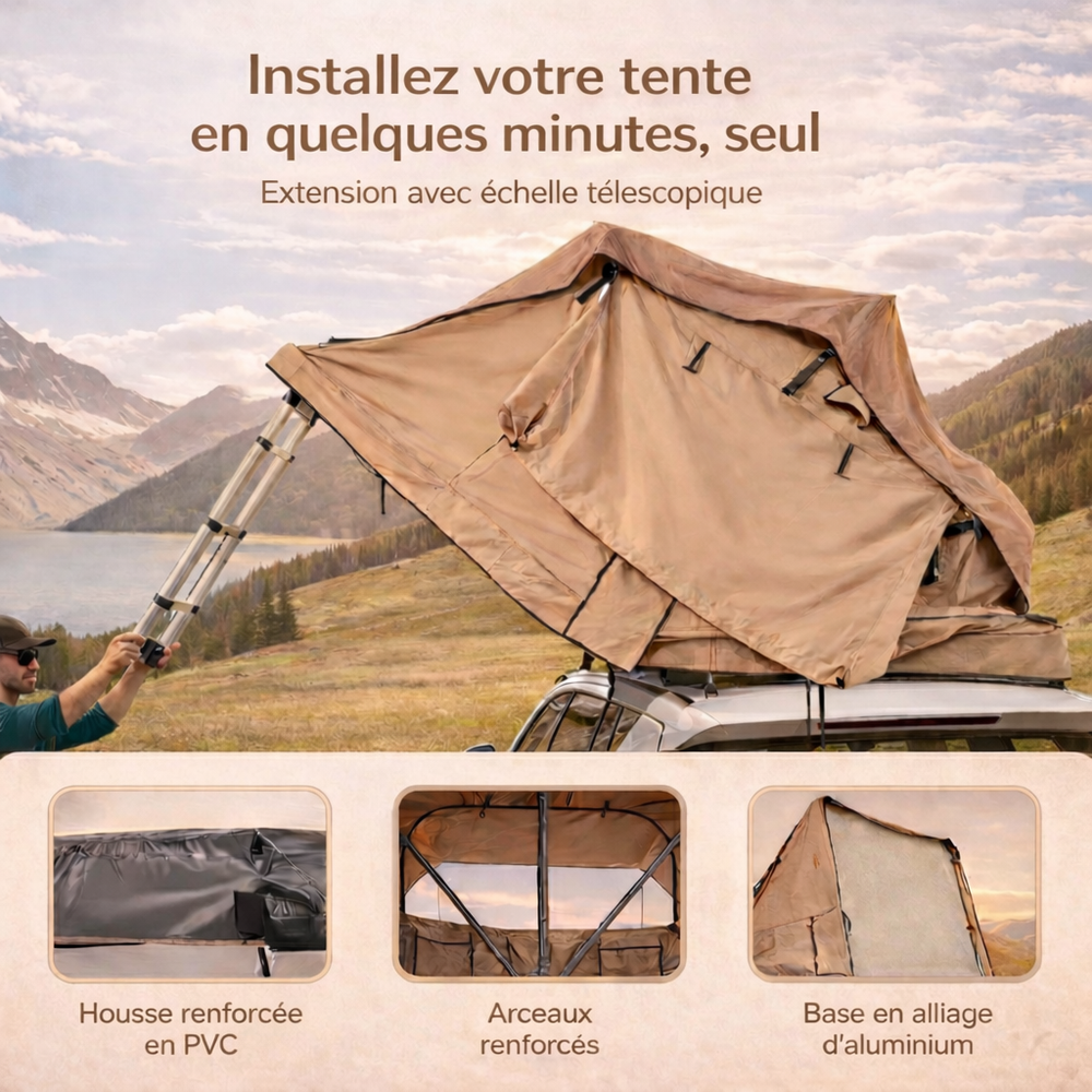 Tente de toit rigide 2 places pour SUV